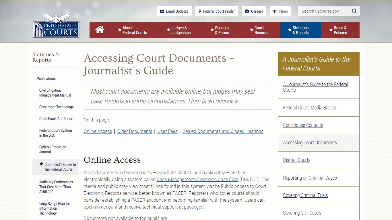 Accessing Court Documents – Journalist’s Guide